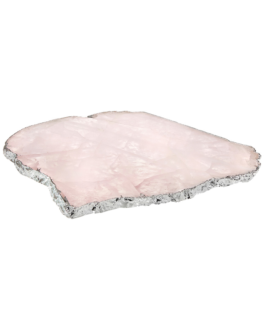 Anna New York Kiva Rose Quartz & Silver Large Platter In Nocolor