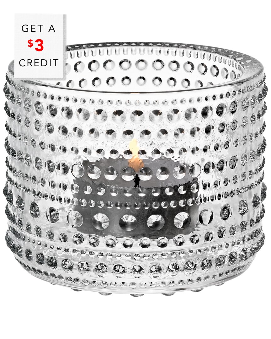Iittala Kastehelmi 2.5in Clear Tealight Candleholder With $3 Credit