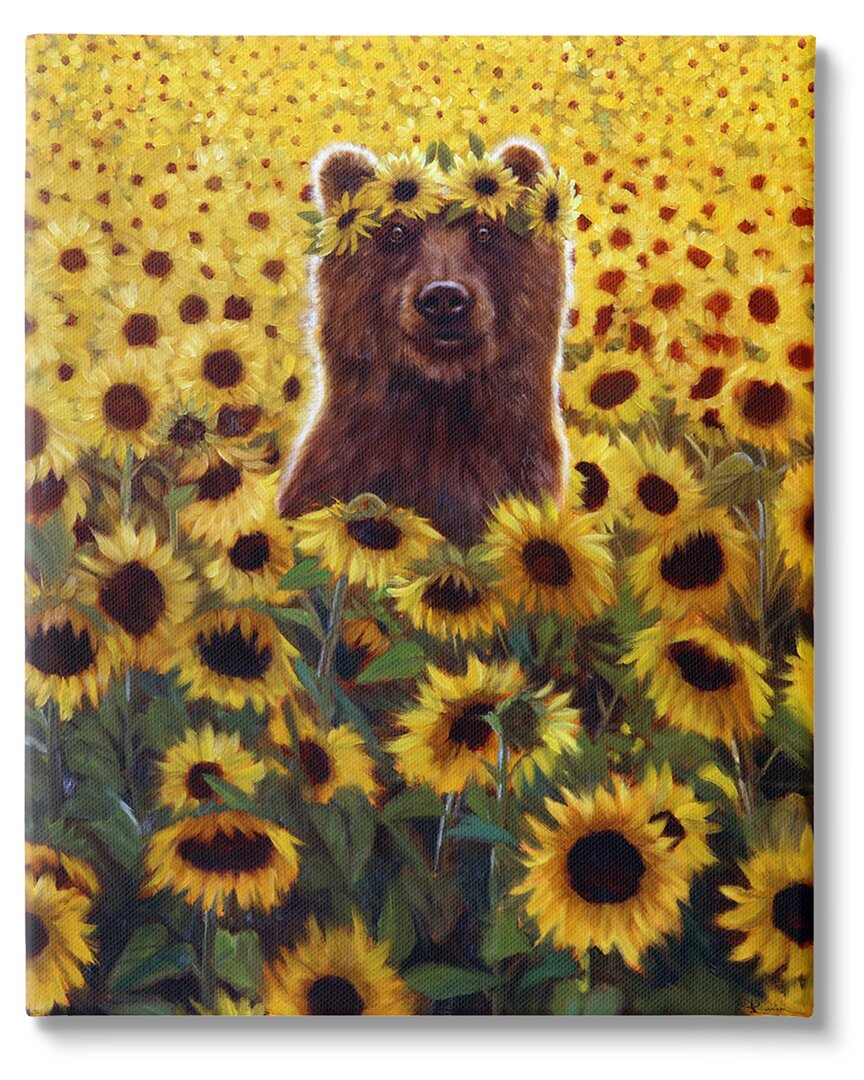 Shop Stupell Happy Bear Sunflower Field Canvas Wall Art By Lucia Heffernan