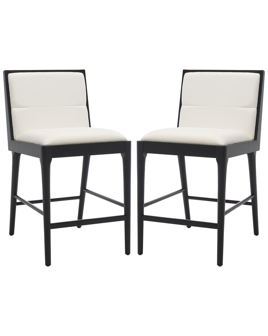 Shop Safavieh Couture Set Of 2 Laycee Linen Counter Stools In Black