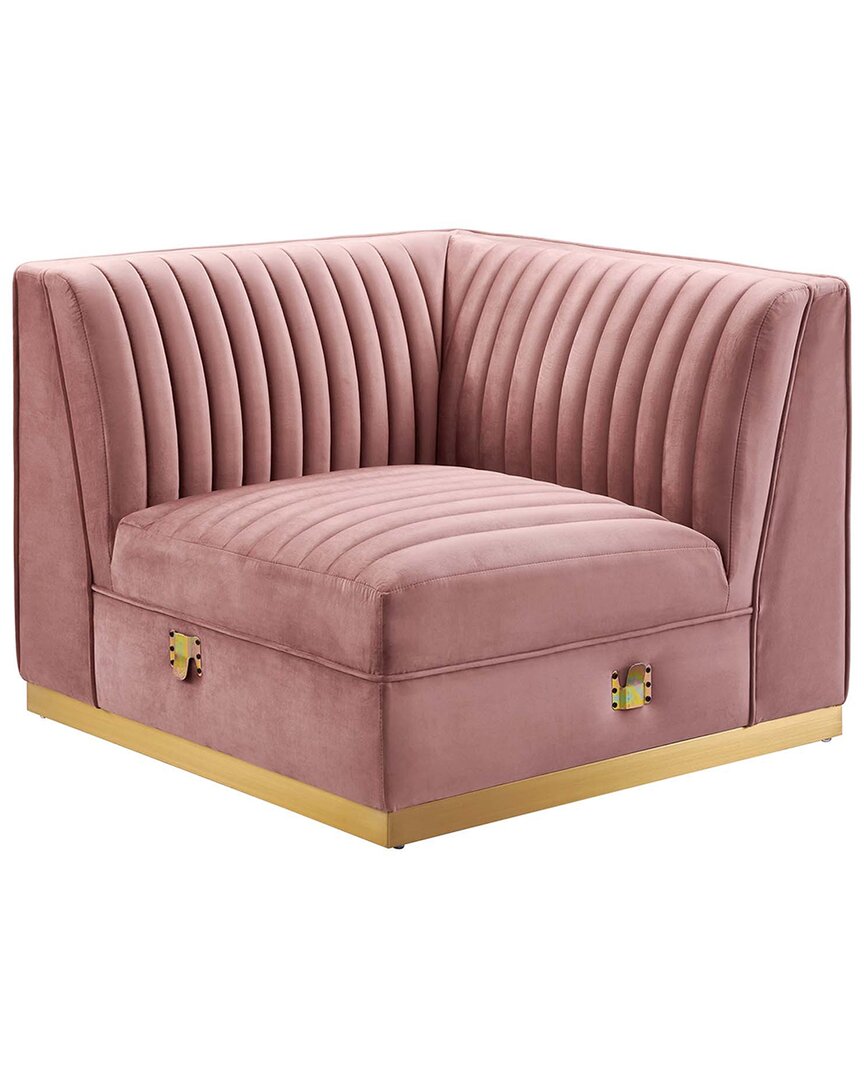 Modway Sanguine Channel Tufted Performance Velvet Modular Sectional Sofa Left Corner Chair