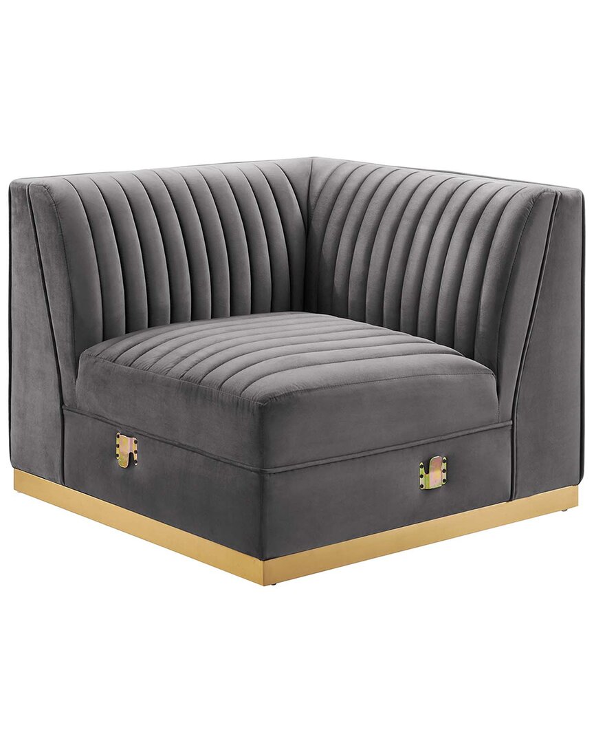 MODWAY MODWAY SANGUINE CHANNEL TUFTED PERFORMANCE VELVET MODULAR SECTIONAL SOFA LEFT CORNER CHAIR 