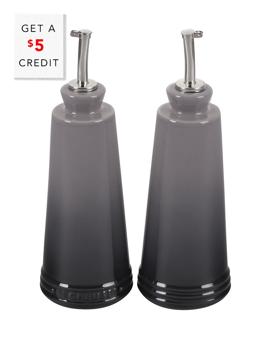 LE CREUSET OYSTER SIGNATURE OIL & VINEGAR SET WITH $5 CREDIT