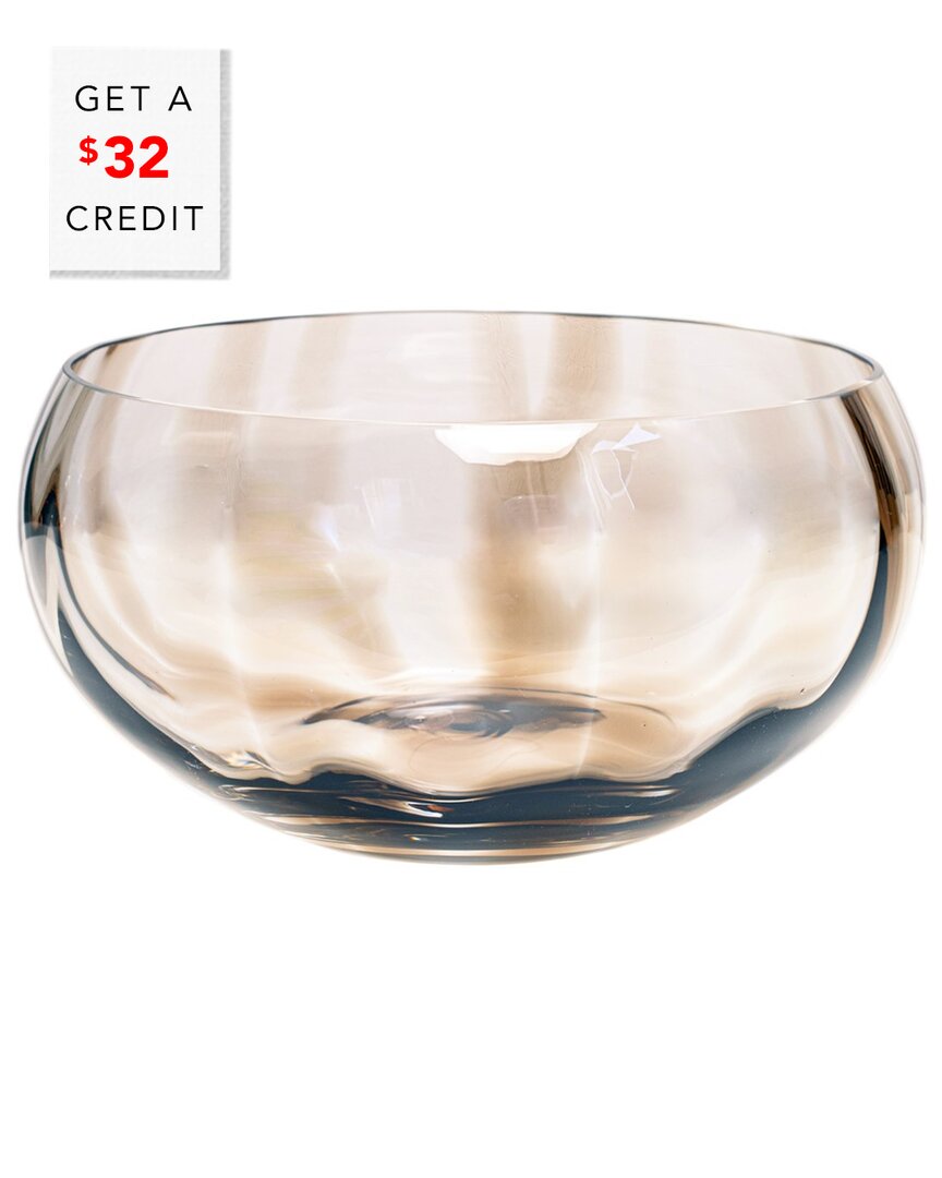 Vietri Bolla Pleated Glass Centerpiece Bowl In Transparent
