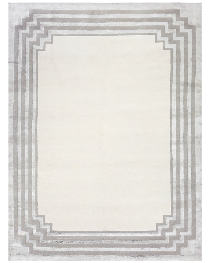 Exquisite Rugs Vero Hand-knotted New Zealand Wool & Silk-blend Rug In Gray