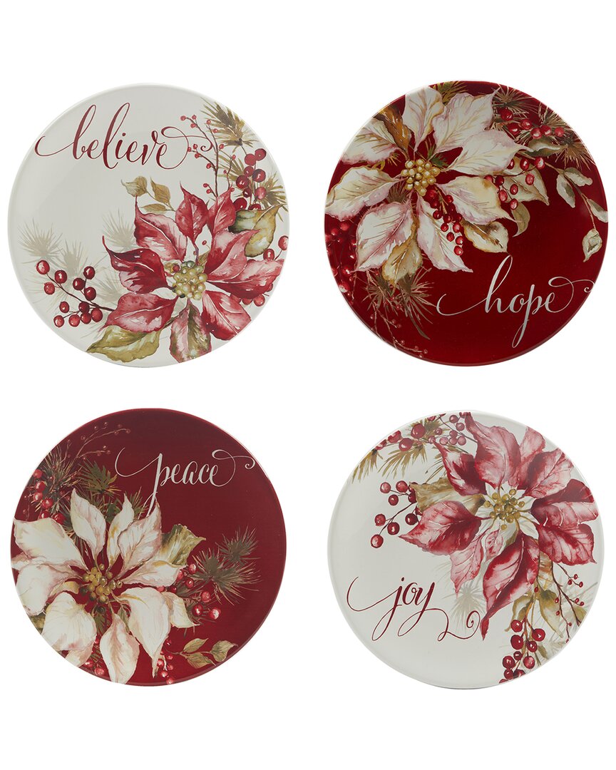 Certified International Winters Joy 9" Dessert Plates Set Of 4