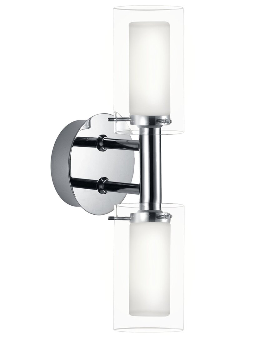 EGLO EGLO PALERMO 2 LIGHT BATH/VANITY LIGHT WITH CHROME FINISH & FROSTED & CLEAR GLASS SHADE