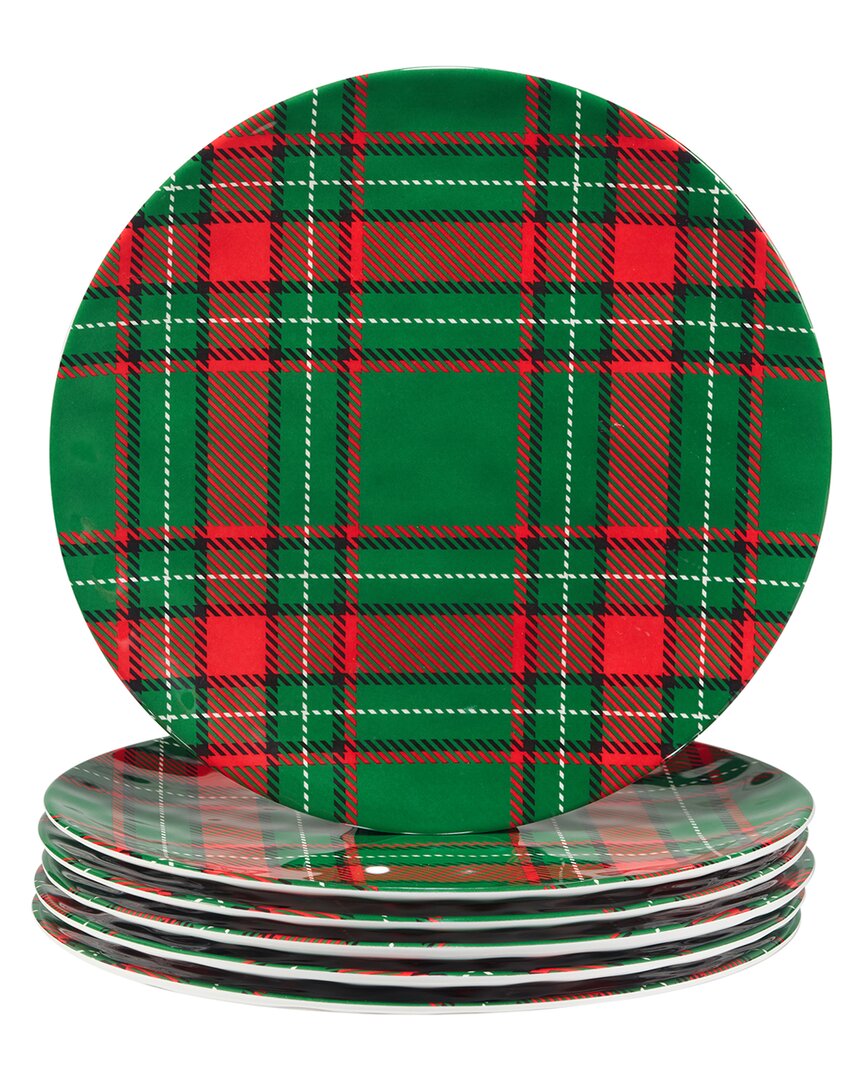 Certified International Christmas Plaid Dinner Plates (set Of 6)