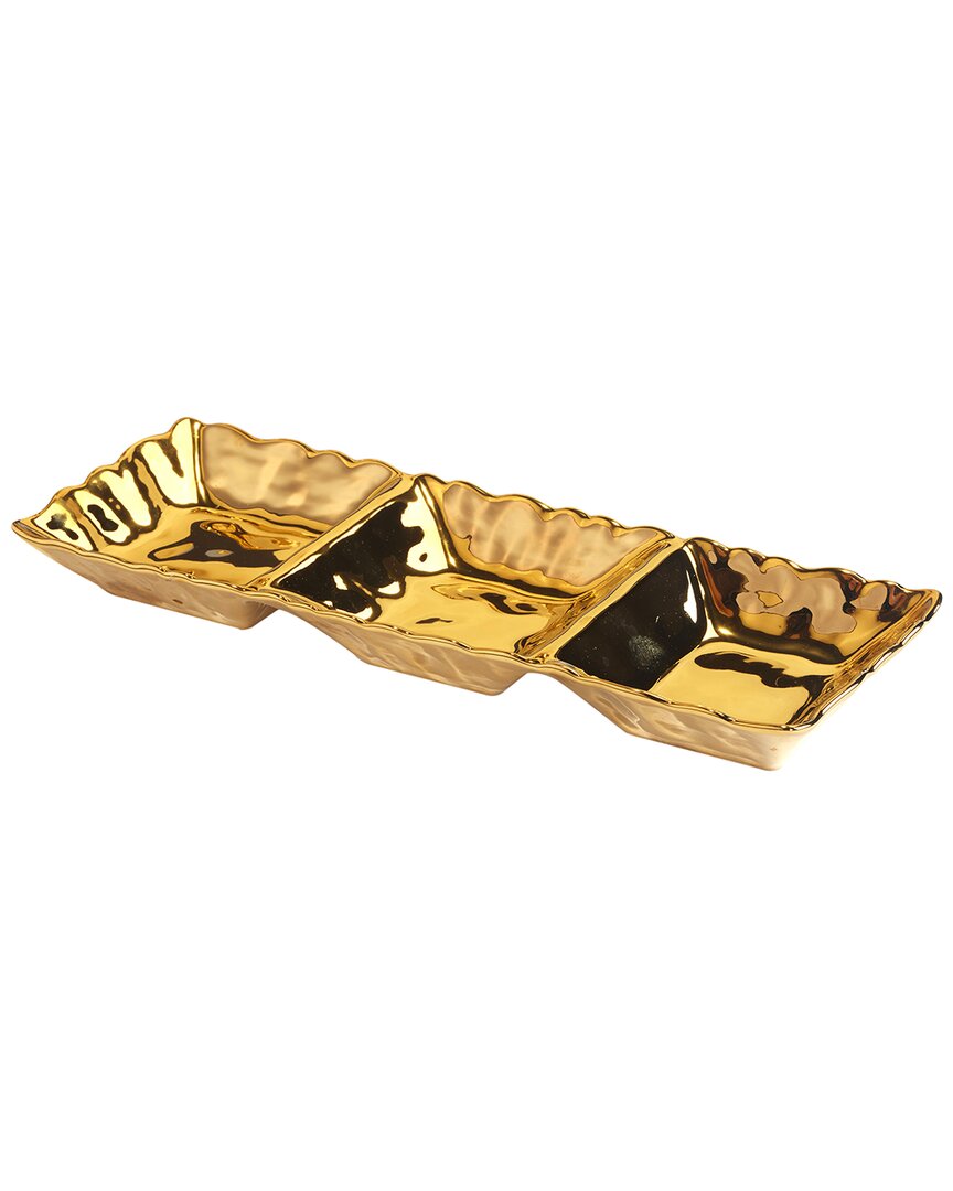 Certified International Gold-silver Tone Coast 3 Section Tray