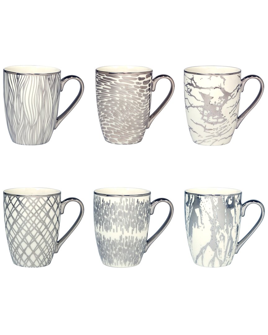Certified International Matrix Silver-tone Plated Tapered Mugs Set Of 6, Service For 6