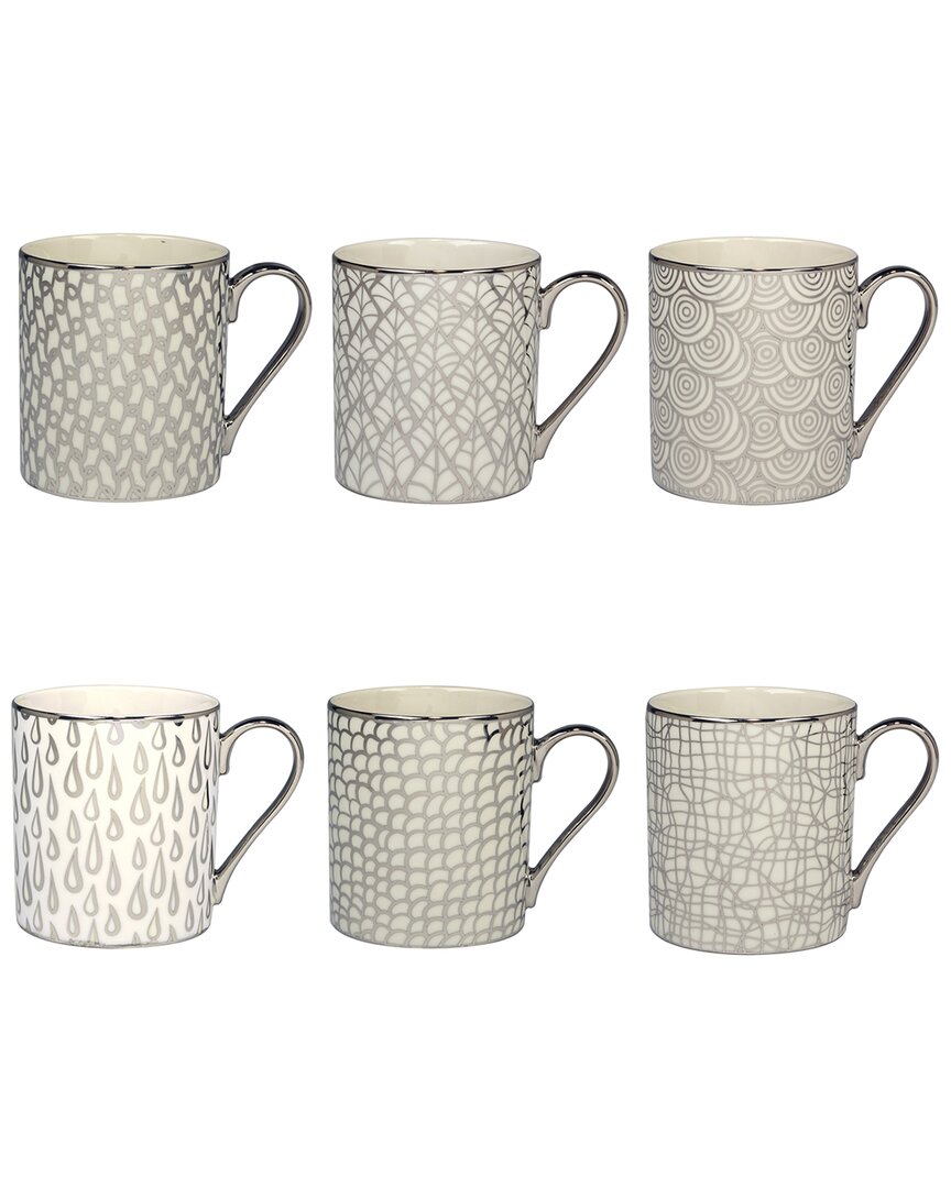 Certified International Mosaic Silver Plated Can Mugs (set Of 6)