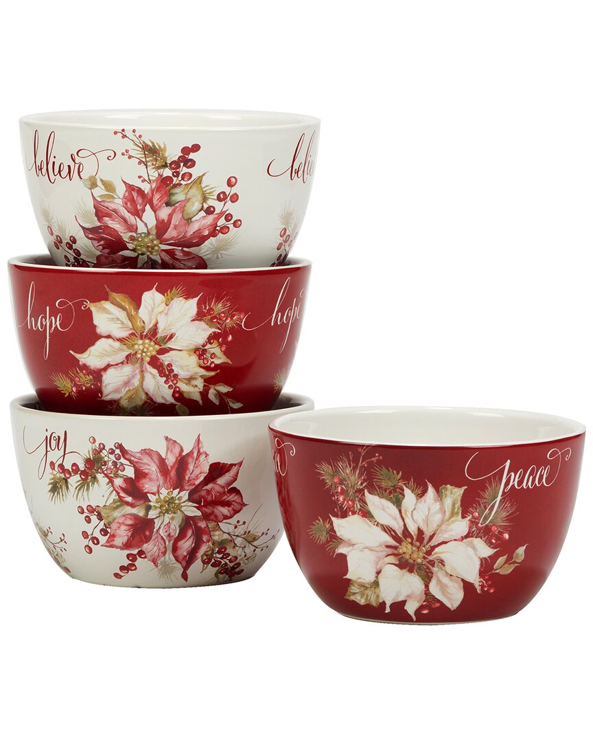 Certified International Winters Joy 24 oz Ice Cream Bowls Set Of 4