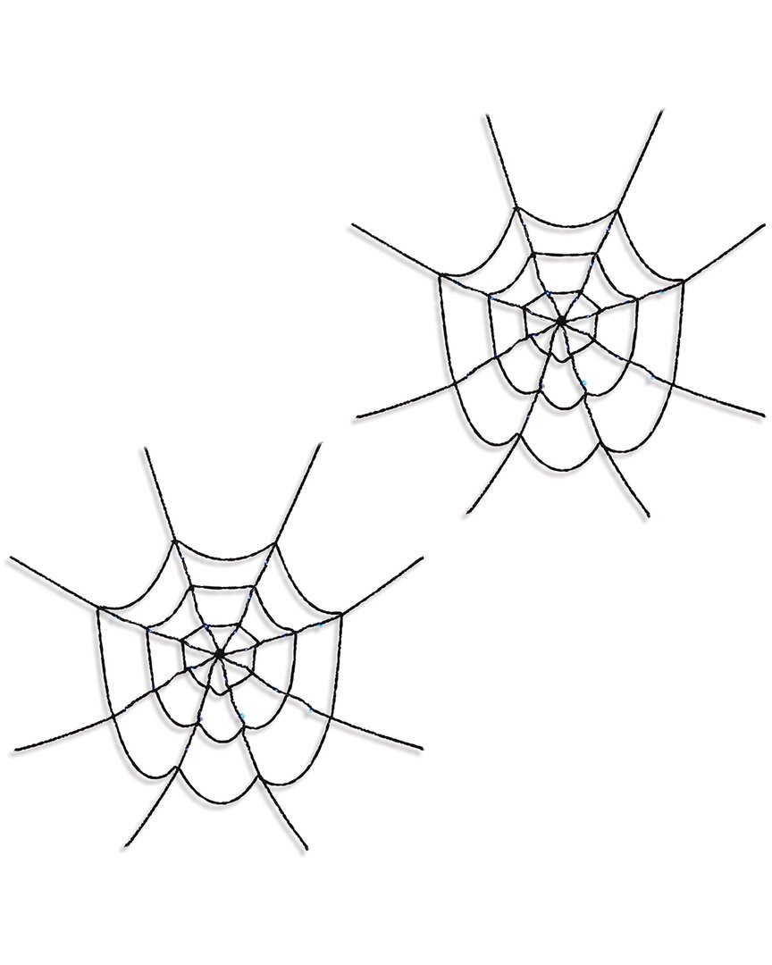 Gerson International Everlasting Glow Set Of Two 60 In Fabric Hairy Spider Web In Black