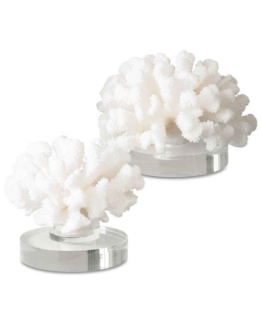 Uttermost Set Of 2 Hard Coral Sculptures In White