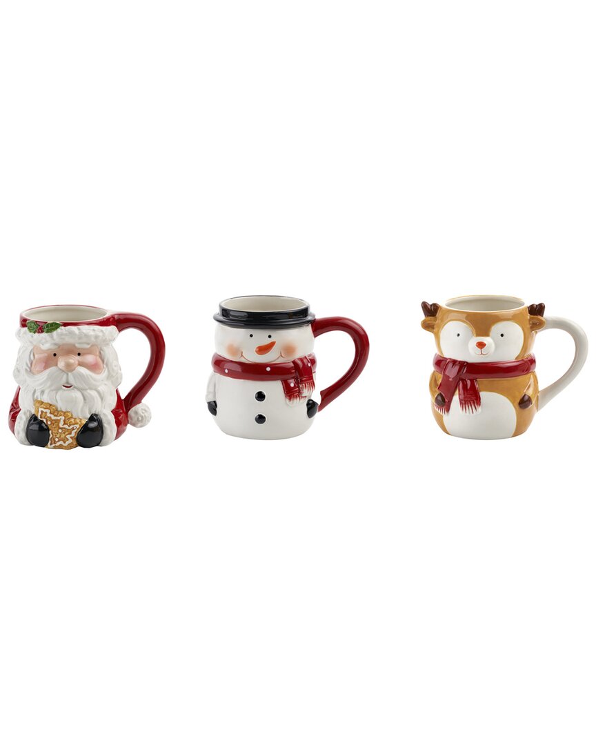 Godinger Holiday Mugs (set Of 3) In White