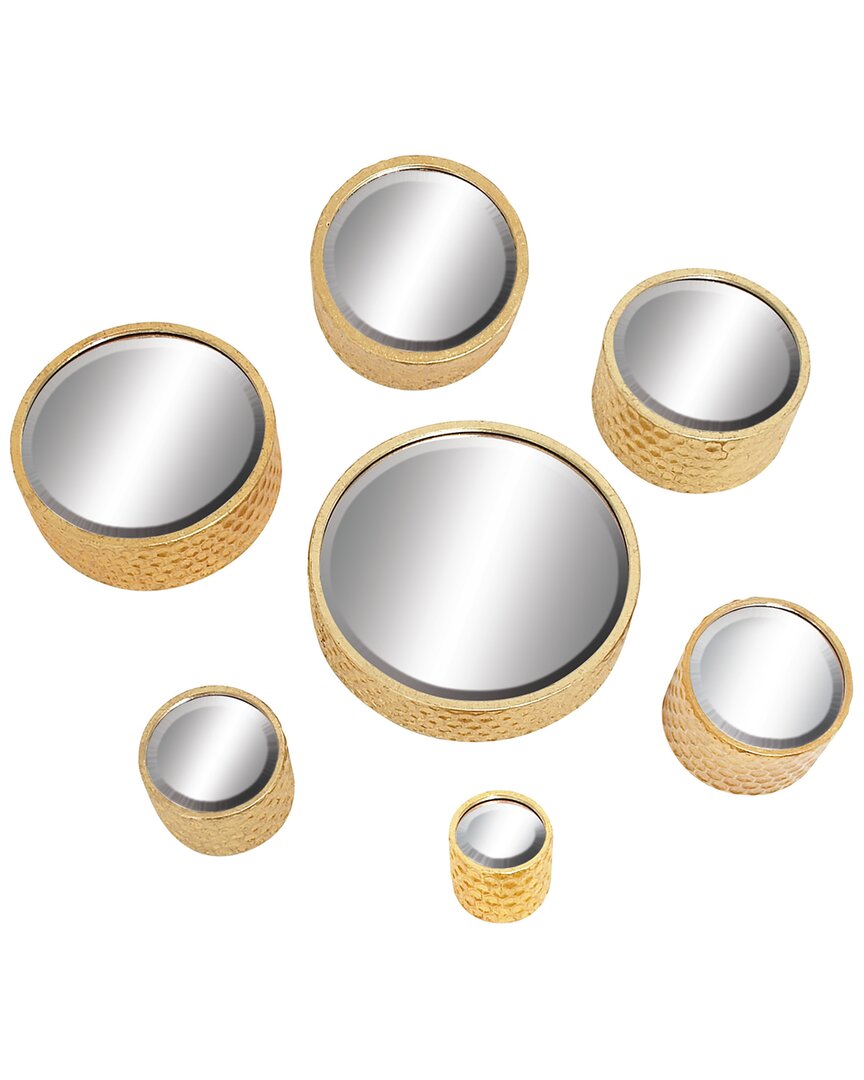 Cosmoliving By Cosmopolitan Set Of 7 Glam Round Metal Wall Mirror In Gold