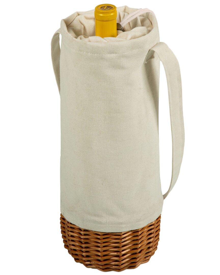 Picnic Time Malbec Insulated Canvas And Willow Wine Bottle Basket In Beige
