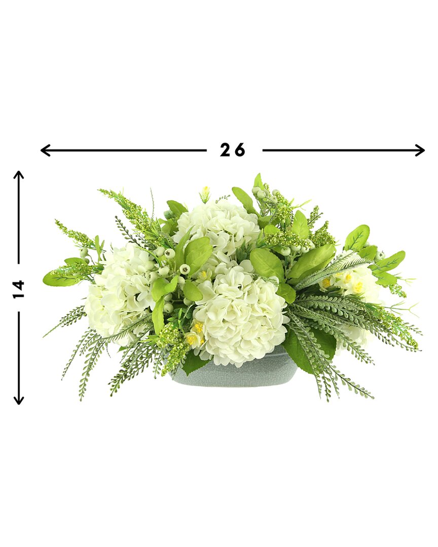 Creative Displays White Hydrangea And Greenery Floral Arrangement