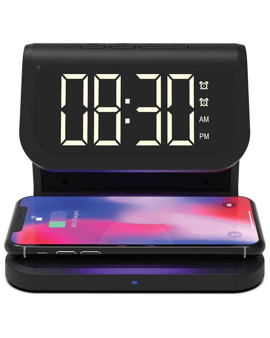 Supersonic Uv Sterilizer Wireless Charger/dual Alarm Clock In Black