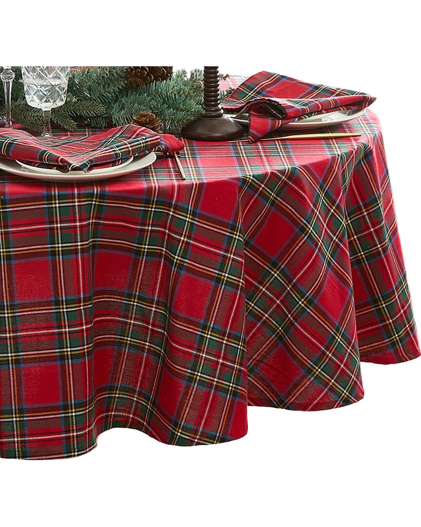 Elrene Home Fashions Stowe Tartan Holiday Plaid Round Tablecloth In Red