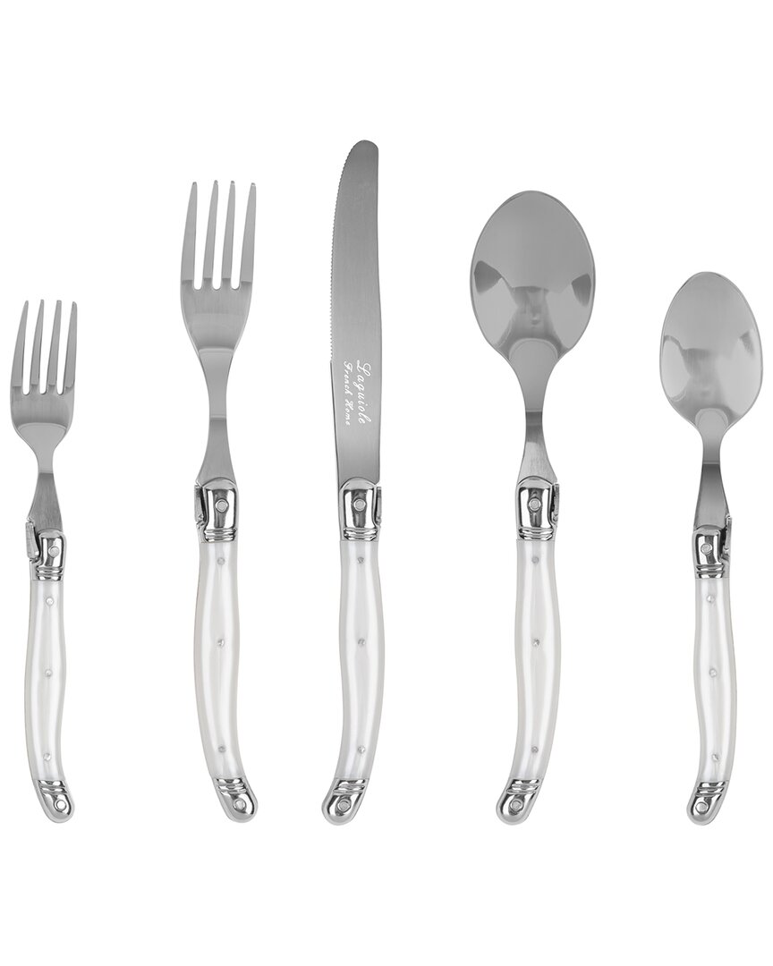 French Home Laguiole Connoisseur 20-piece Flatware Set With Gem Handles In White
