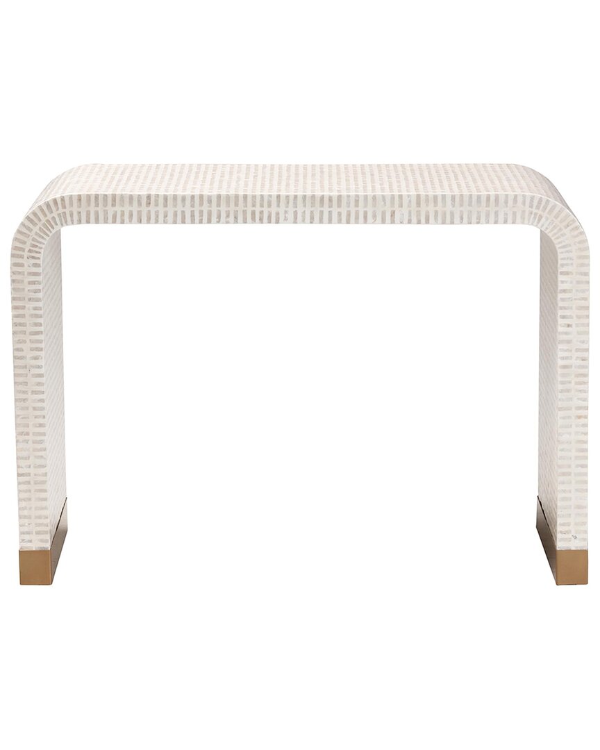 Baxton Studio Carlyn Coastal Mother Of Pearl Capiz Shell Console Table