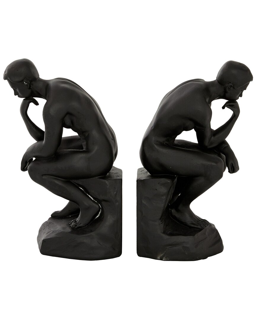 Peyton Lane Set Of 2 People Black Polystone The Thinker Bookends In Black