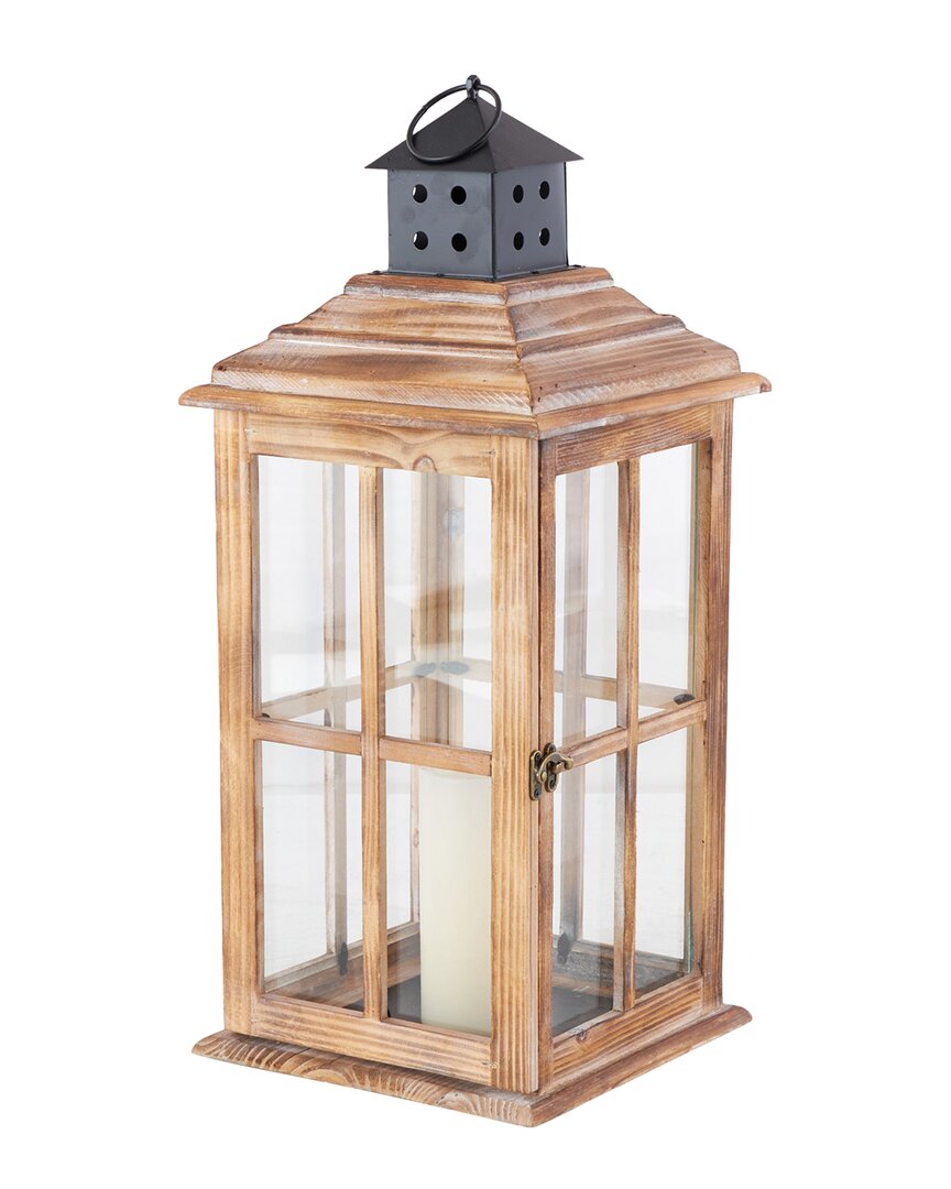 Peyton Lane Traditional Wood Candle Lantern In Brown