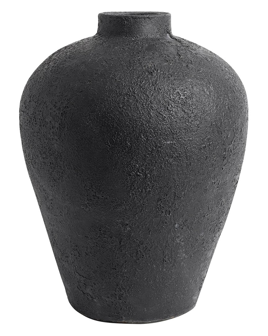 Bidkhome Ioulia Dark Gray 16in Terracotta Table Vase
