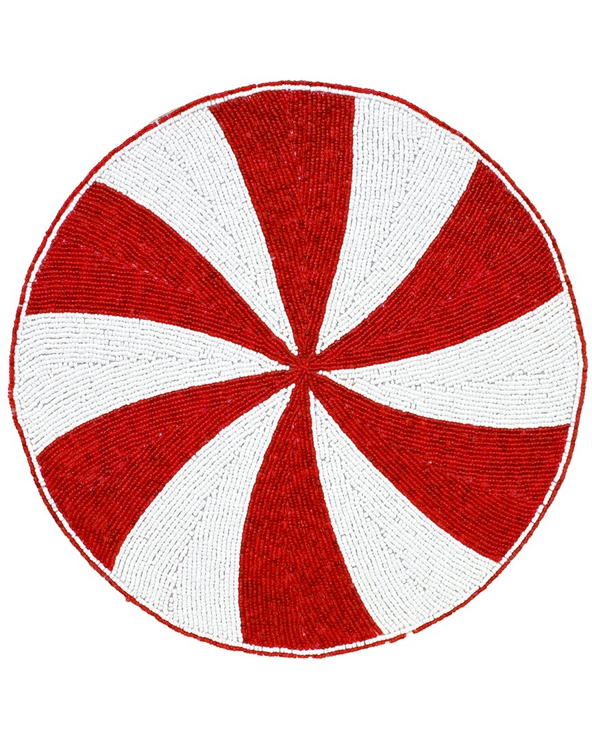 Tiramisu Peppermint Swirl Set Of 3 Beaded Placemats In Red