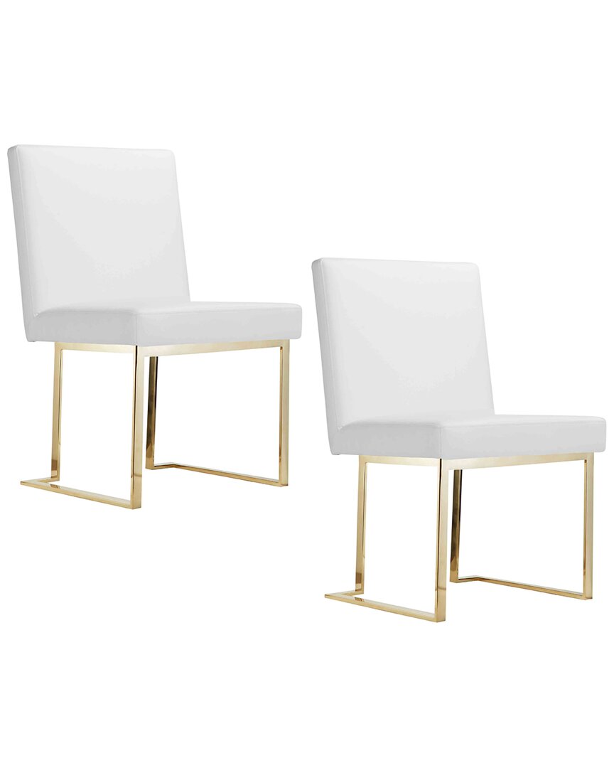 Pangea Home Gold Dexter Side Chair White (set Of 2)