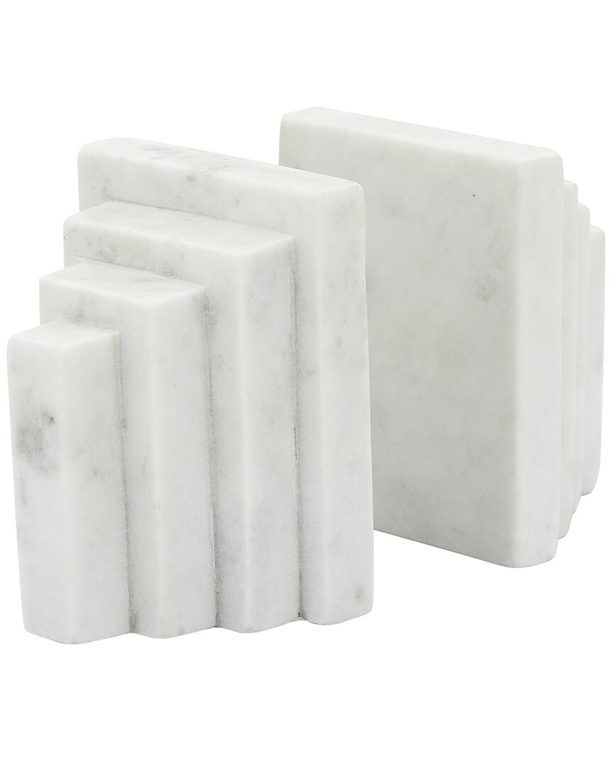 Shop Sagebrook Home Set Of 2 Marble 4in Block Bookends In White