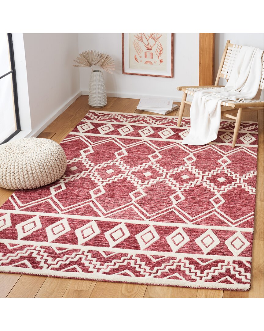 Safavieh Abstract Garnet Hand-tufted Wool Rug In Red