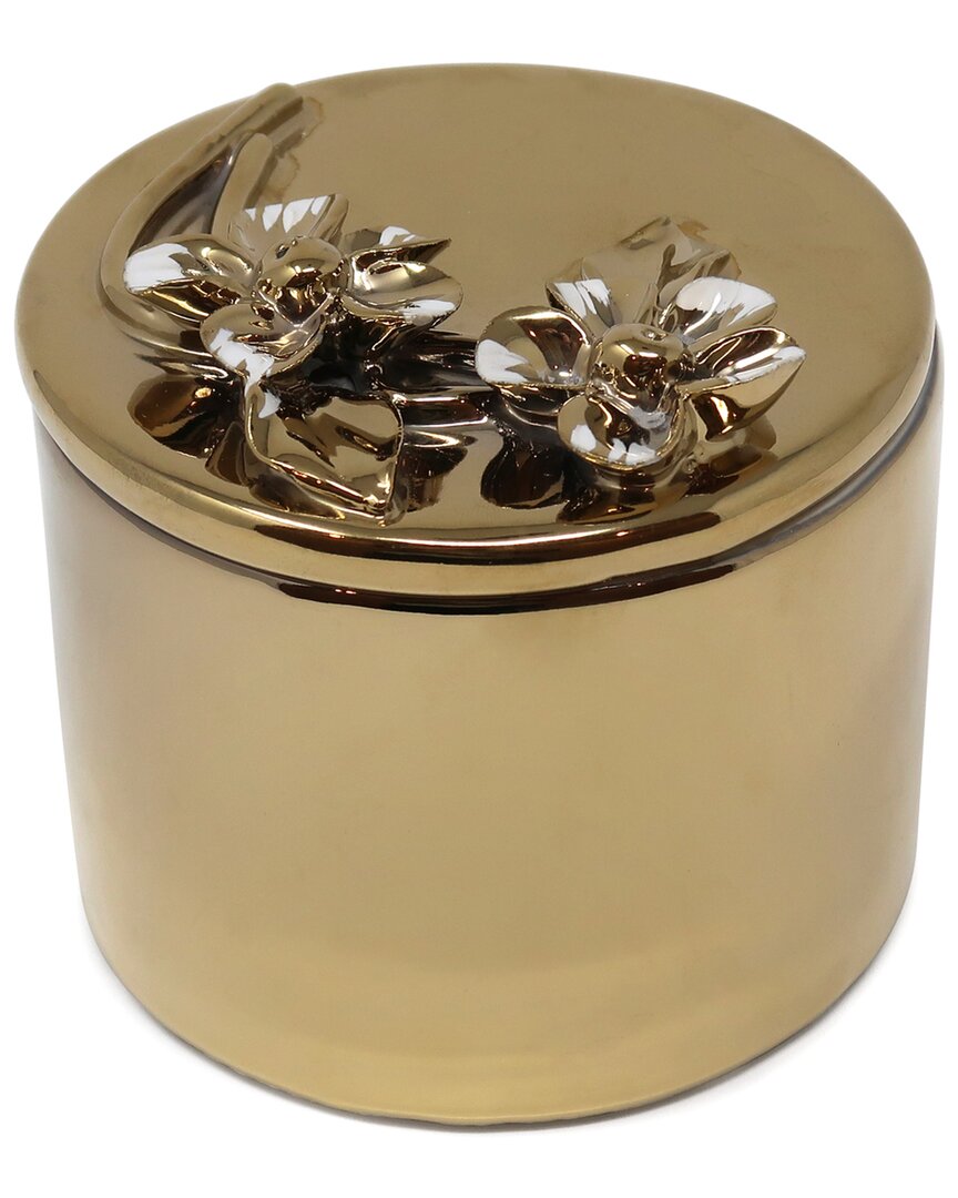 Shop Vivience Round Decorative Box With Flower Lid