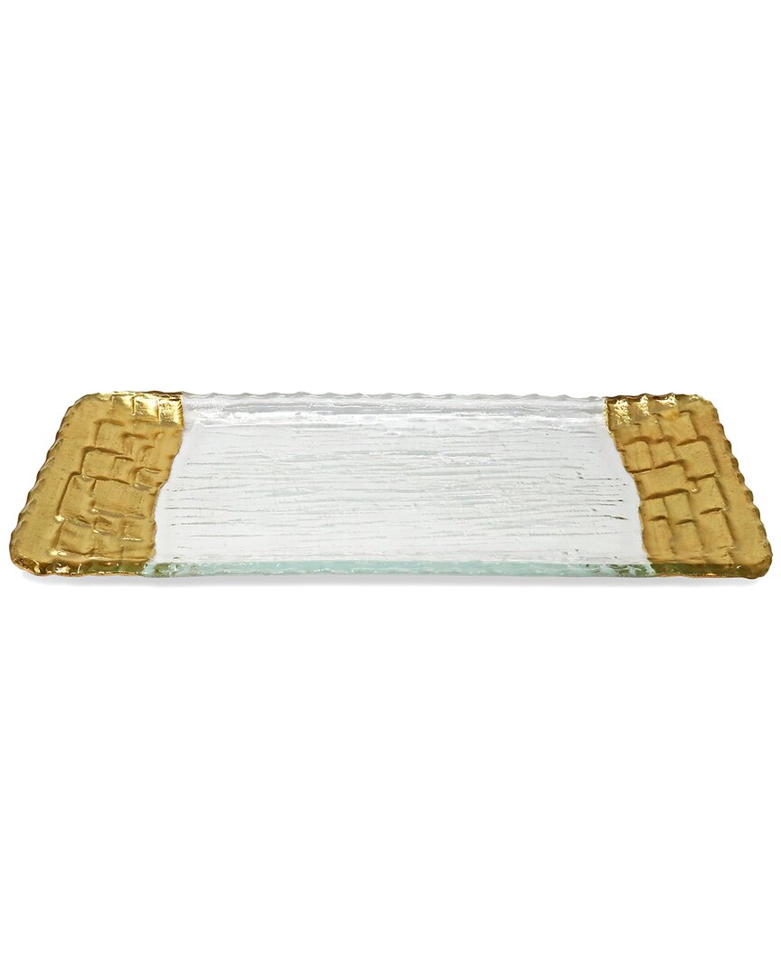 Shop Vivience 13in Glass Tray With Foil Ends
