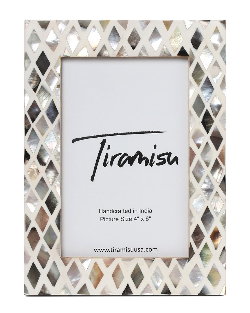 Tiramisu Mother Of Pearl Picture Frame- Diamond Pattern In Ivory