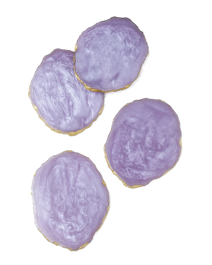 Tiramisu Set Of 4 Purple Resin Coasters