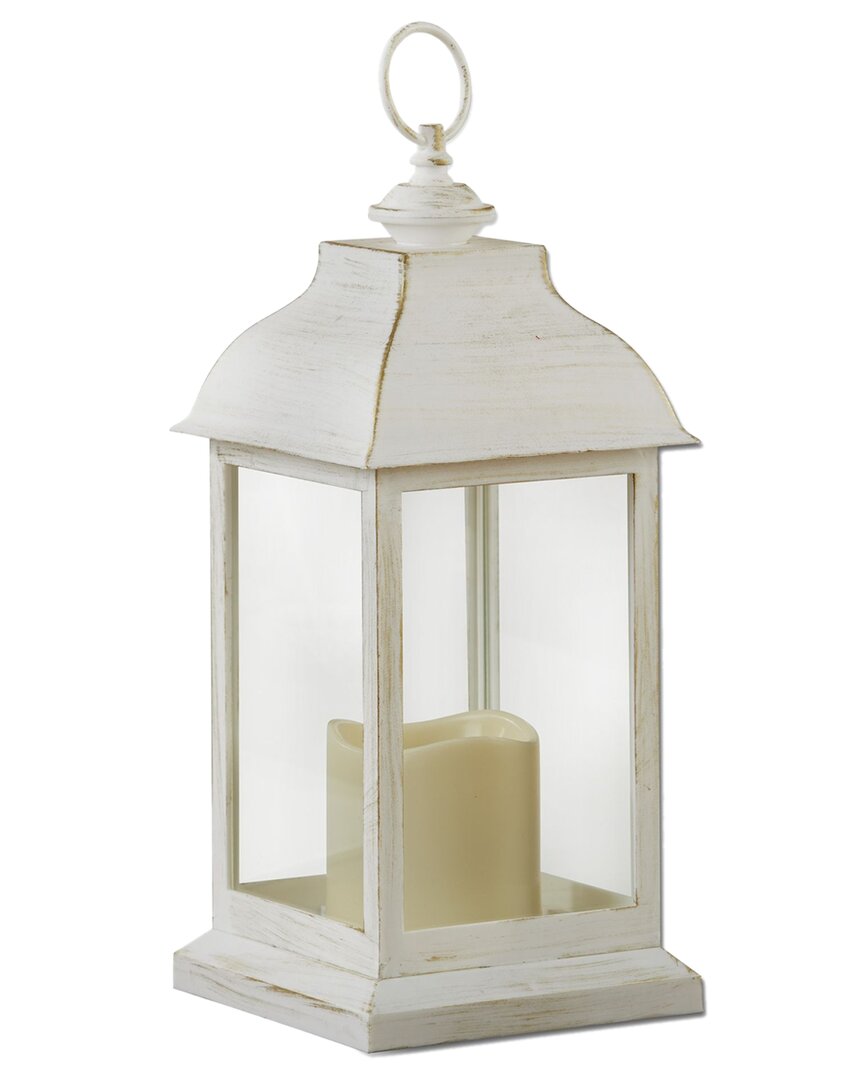 Kate Aspen Led Vintage Decorative Distressed Lantern In White