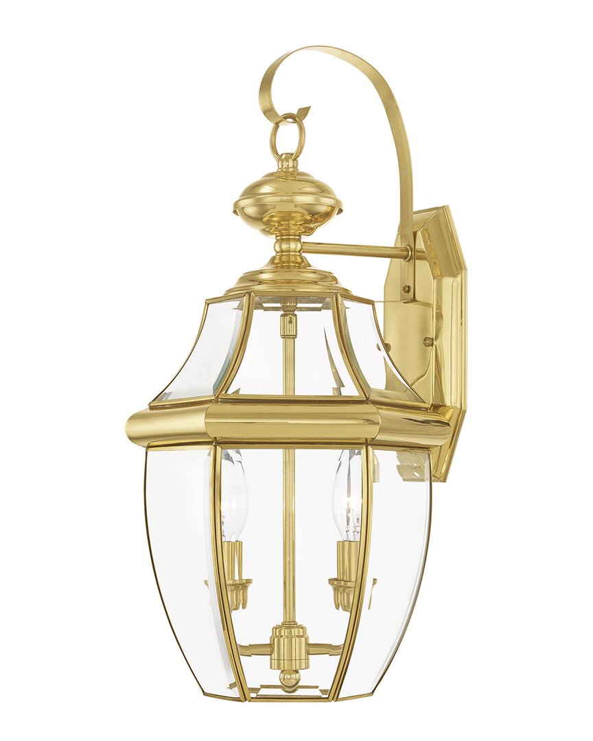Livex Lighting 2-light Polished Brass Outdoor Wall Lantern