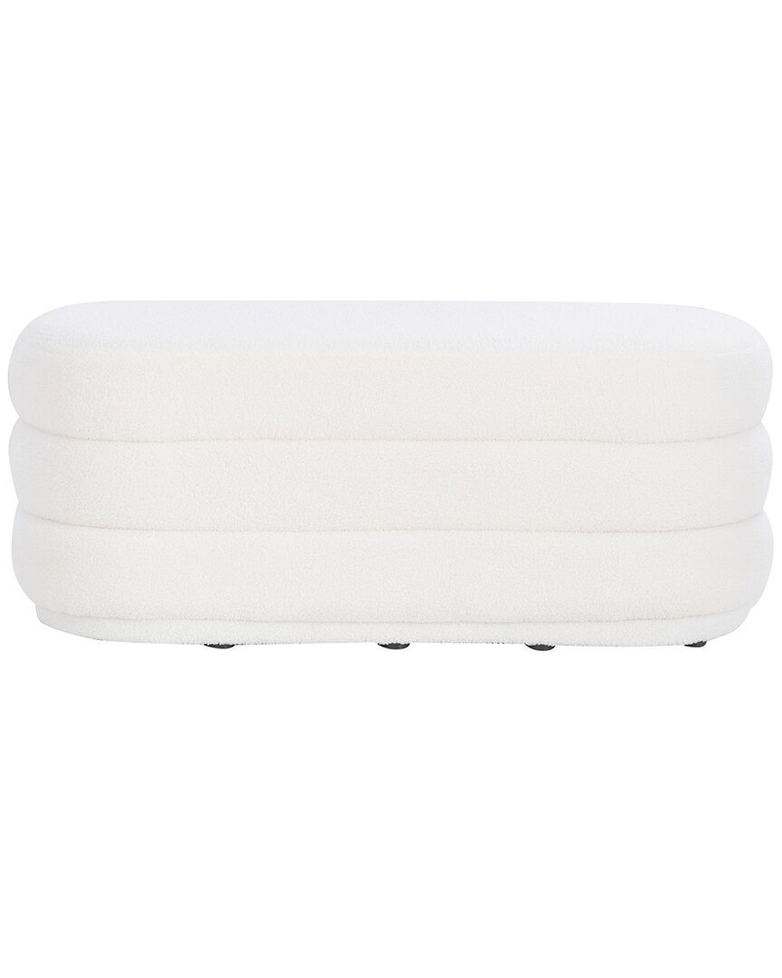 Linon Lisa White Sherpa Oblong Ottoman