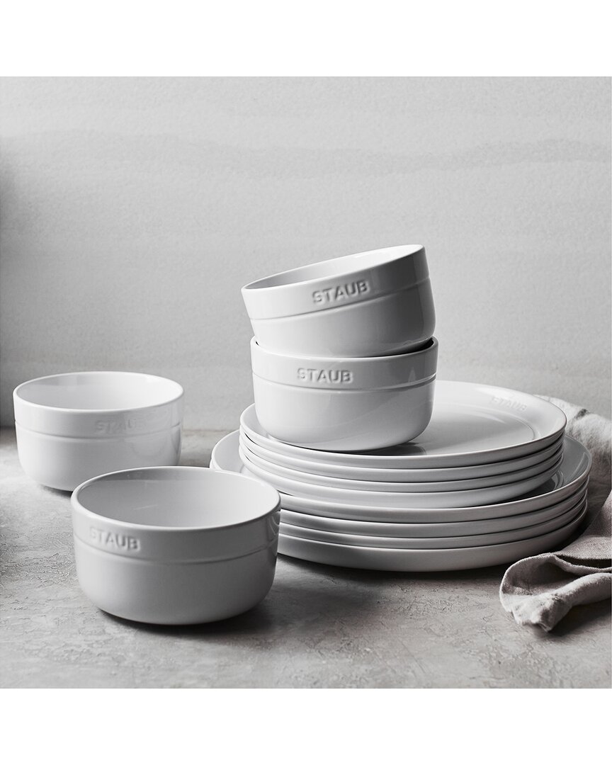 Staub White 12-piece Dinnerware Set