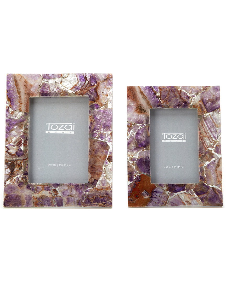Two's Company Set Of 2 Amethyst Photo Frames
