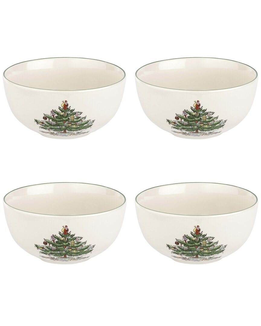Spode Dinnerware, Christmas Tree Set/4 Individual Bowl In Green