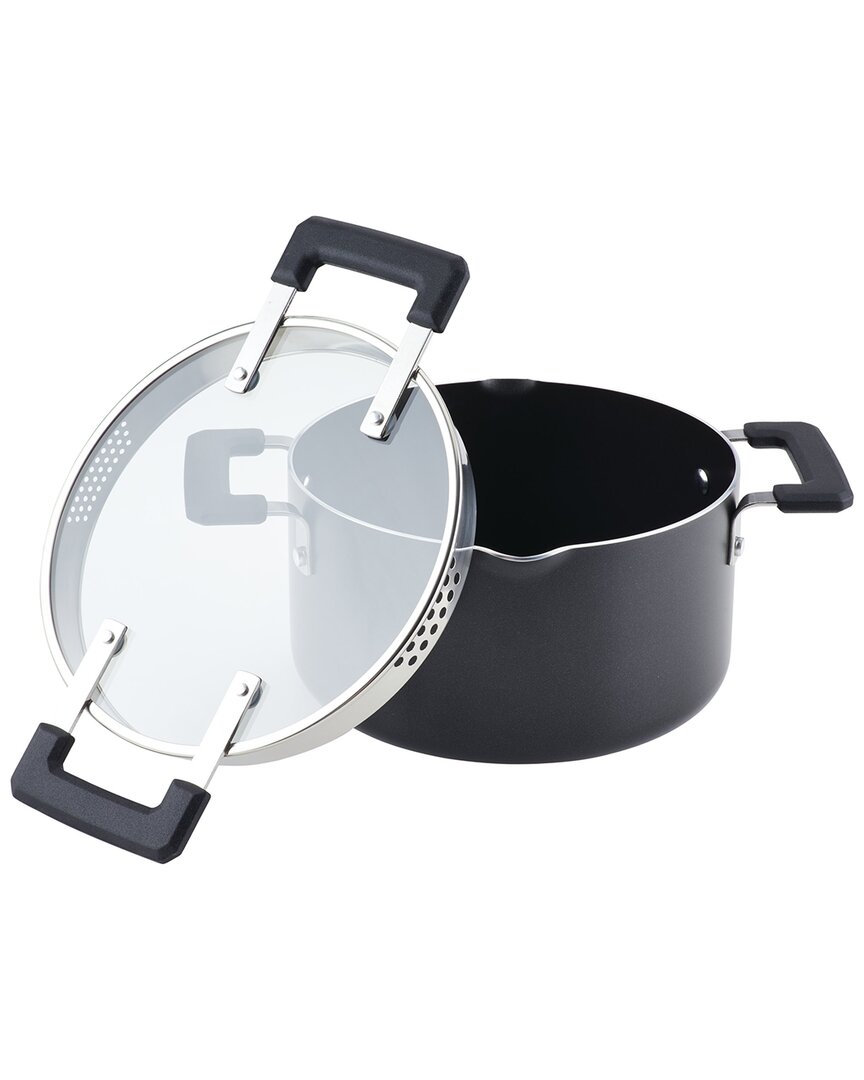 Farberware 6qt Nonstick Straining Saucepot In Black