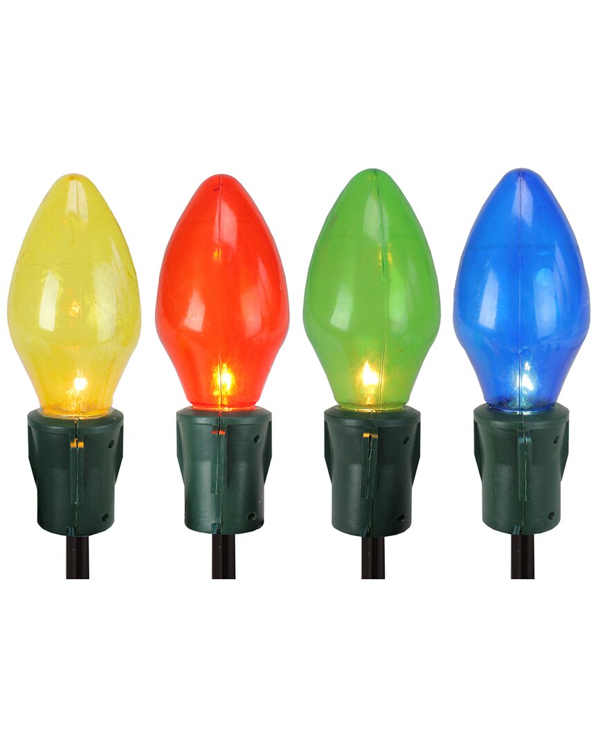 Northlight Lighted Jumbo Bulb Christmas Pathway Marker Lawn Stakes In Multicolor