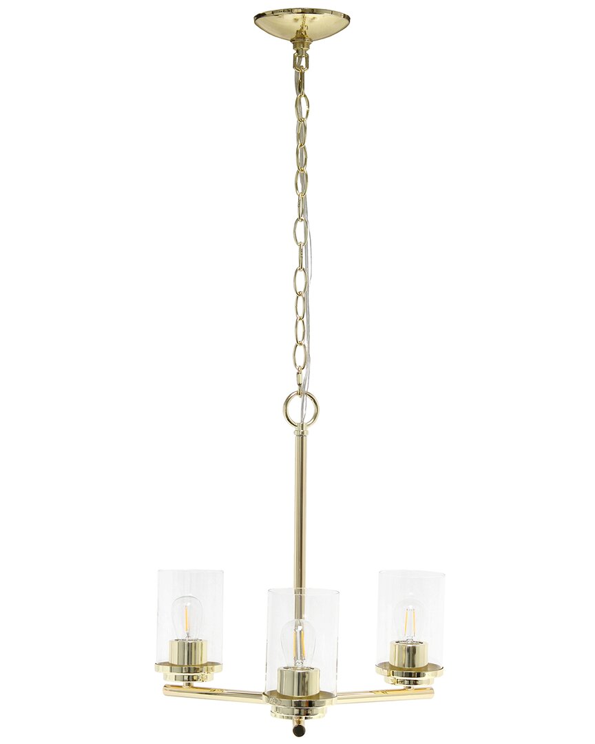 Lalia Home 3-light 15in Classic Contemporary Clear Glass And Metal Hanging  Pendant Chandelier In Gold