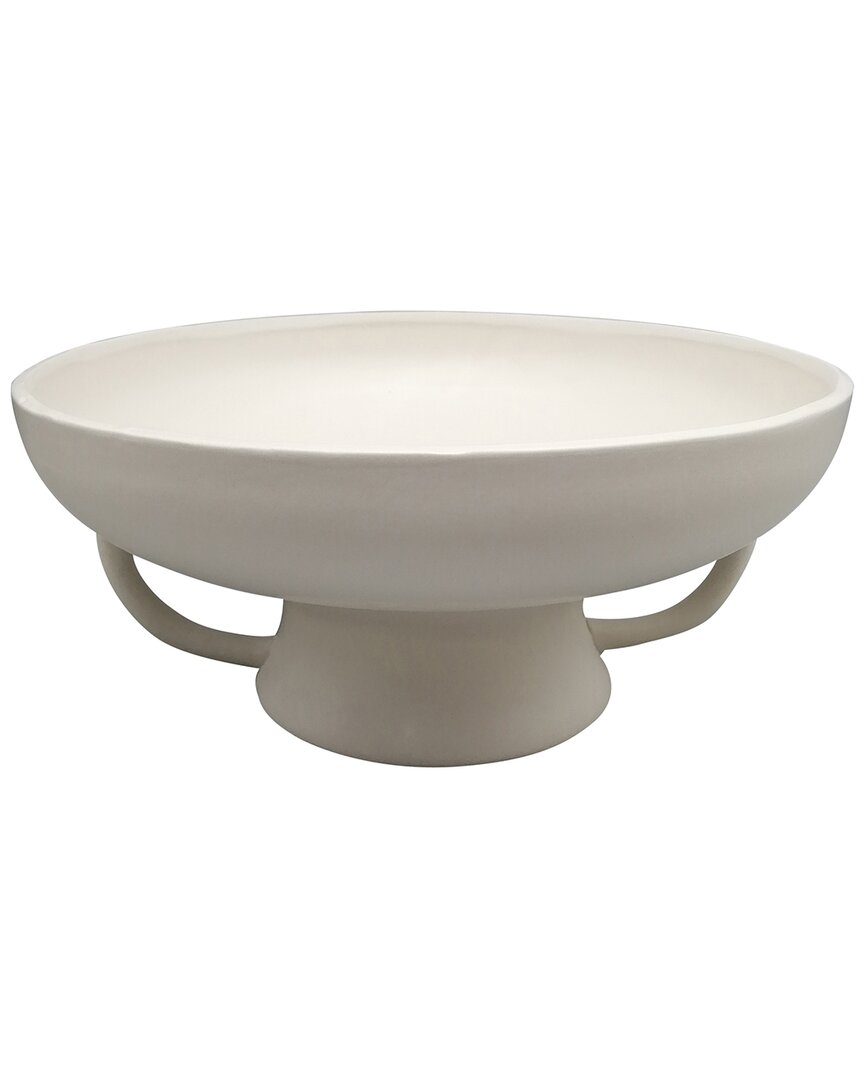 Sagebrook Home 12in Bowl With Handles On Stand In White