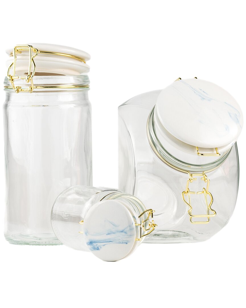 10 Strawberry Street Carrara Glass Canisters (set Of 3)