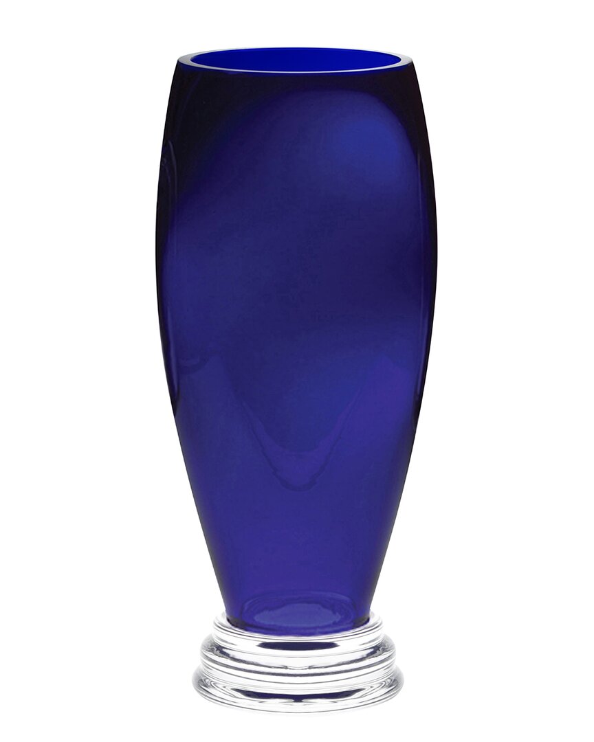 Barski Footed Round 14in Cobalt Vase In Blue