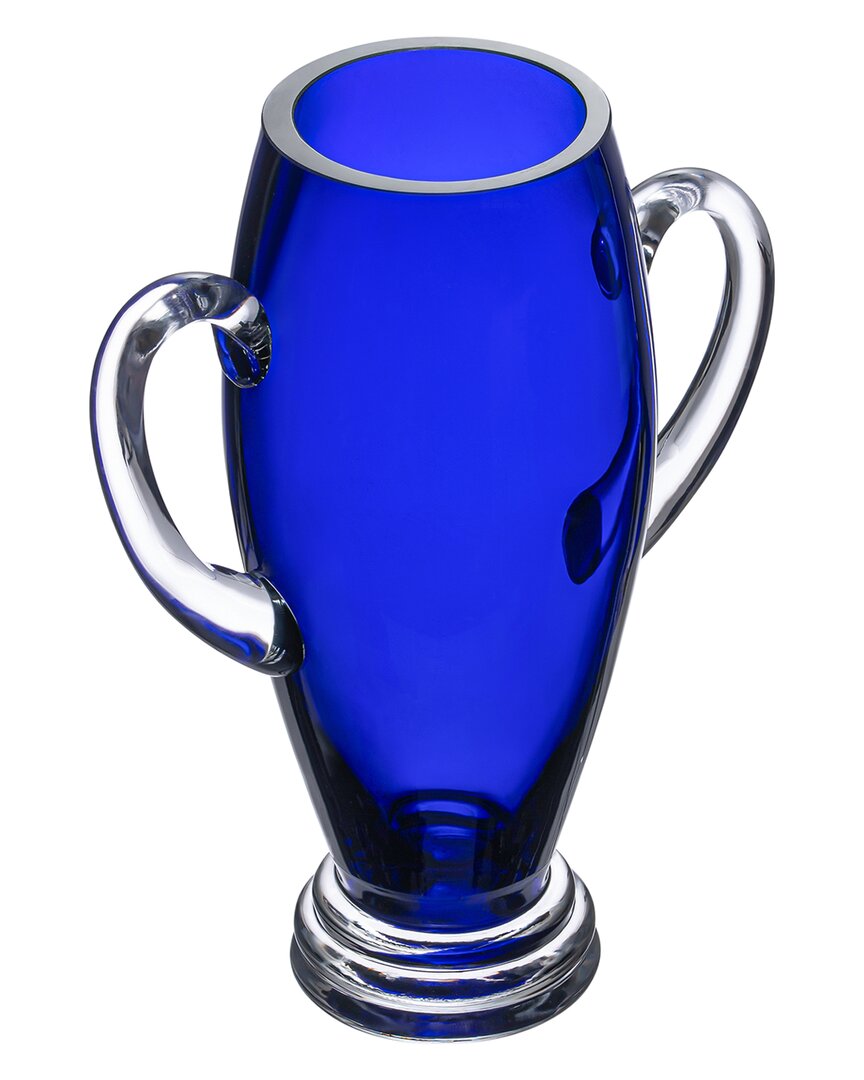 Barski Footed 10in Trophy Vase With Handle In Blue